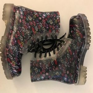 Dirty Laundry Clear Floral Rain/Combat Boots